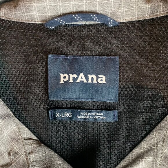 PrAna Men's Gray Garvan Short Sleeve Checkered Pattern Button Up Shirt Size XL - Picture 2 of 10